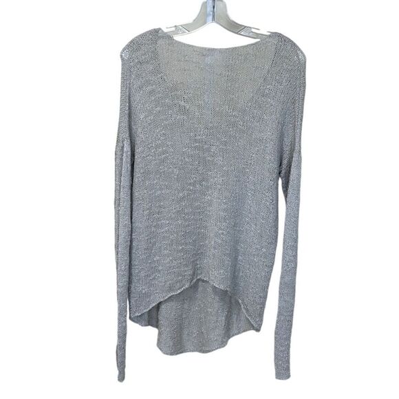 Helmut Lang, Silk Knit, Crochet V-Neck Sweater, Relaxed Fit Size L, Gray / Cream - Picture 10 of 13